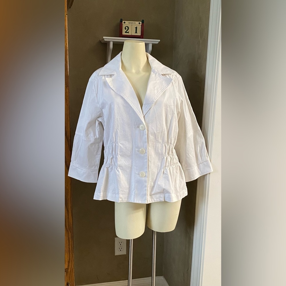 JOAN RIVERS Cinched Waist Tapered Jacket, Women’s size 1X, White